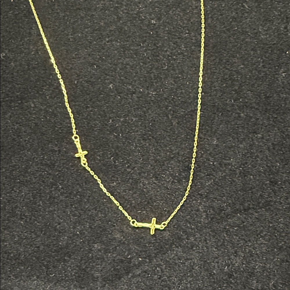 Elegant Gold Necklace with Cross Charms
